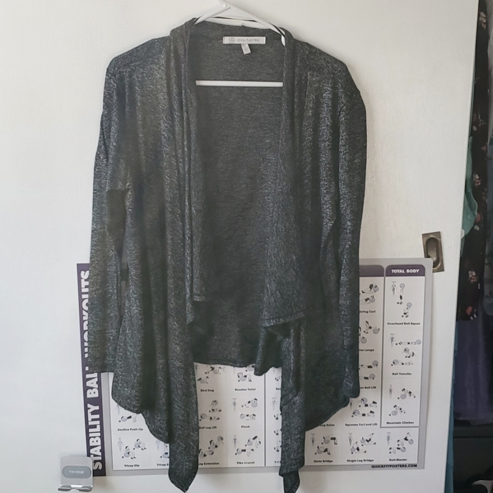 Black Speckled Waterfall Cardigan